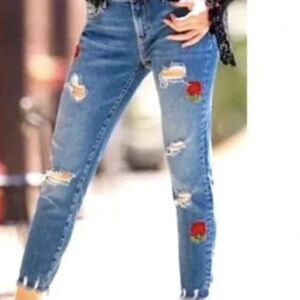Driftwood Rose Embroidered Jeans